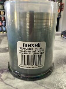 100 Maxell CD-RPW Discs 700MB/80 min 48x Printable Matte White 648720 NEW SEALED