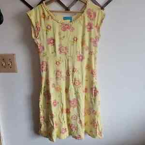 Fresh Produce Mini Dress Floral Yellow Pink Cotton S Small