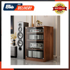 Media Storage Cabinet 4-Tier Shelves Audio Video Media Stand Cabinet With Height