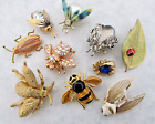 Vintage Insect Pins Lot Flying Bug Bee Moth Beetle Joan Rivers LIA Unsigned