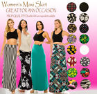 Women's Long Maxi Skirt – Casual Fold Over Elastic Waistband_Soft_Flared Skirt