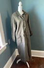 Eddie Bauer Trench Coat Duster Jacket Green Long Size M Vintage