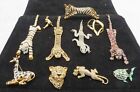 Vintage Lot of 10 Brooches Pins Jewelry Animal Theme