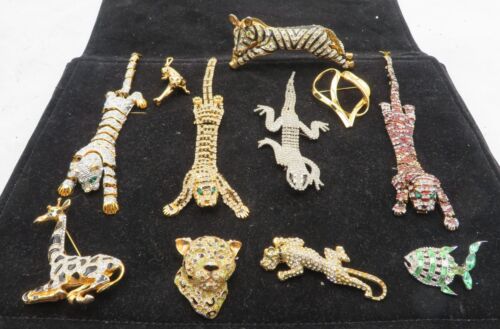 Vintage Lot of 10 Brooches Pins Jewelry Animal Theme