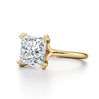 Yellow Gold Diamond Ring Princess 1 Carat IGI GIA Certified Lab Created 18K Band