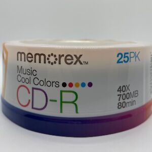 Memorex Cool Colors CD-R 40X 700MB 80min 25 Pack New Sealed
