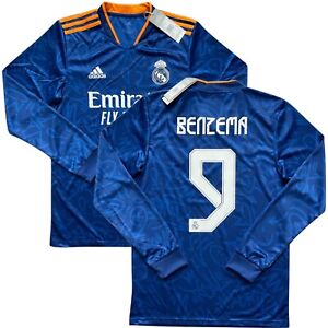 2021/22 Real Madrid Away Jersey #9 BENZEMA Small Adidas UCL Long Sleeve NEW