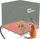 Large Heated Cat House for Outdoor Cats in Winter,  Weatherproof & Elevated Outd