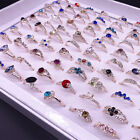 30Pcs Wholesale Colorful Crystal Mixed Rings Bulk Finger Band Ring Jewelry Lot