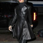 Black New Women's Genuine Lambskin Real Leather Trench Coat Stylish Jacket