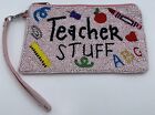 Teacher Stuff Beaded Wristlet Bag EUC