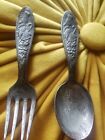 Antique Vintage DADDLE DUCK  Baby Spoon Fork Set  Standard Silver Co~~