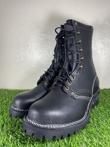 Wesco Jobmaster Vibram Lineman Mens Size 8.5E Smoke Jumper Black Leather Boot