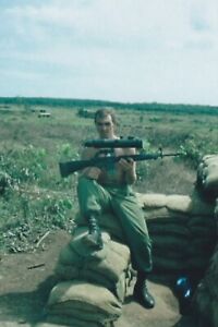 Vietnam  War  Photos --     Soldier With M*16 with Night Scope