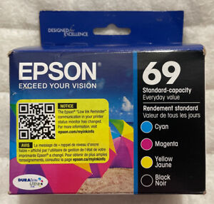 Epson 69 Black Cyan Magenta Yellow Ink Set T069120-BCS Genuine OEM Bulk Package