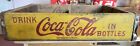 Vintage Coca Cola Yellow Wooden Soda Pop 24 bottle Crate Carrier Box 4 6pk Case