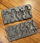 Vintage John Wright Cast Iron Candy Cookie Molds Christmas Holiday USA 1995