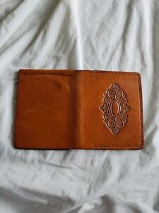 Vintage leather Engraved bifold money clip mens wallet