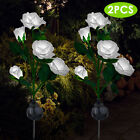 2PCS Solar Rose Flower Lights Outdoor Garden Stake with 10 LED Beads Yard Decor