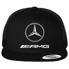 Mercedes AMG Auto Car Logo Emblem Printed on Black Hat Flat Bill Trucker Cap