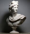 Large Apollo Greek Roman God Bust Head Statue Cast Marble Sculpture 53 cm