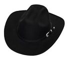 Women Men Western-Cowboy-Cowgirl-Hat Outdoor Faux Felt Wide Brim 7-7 1/4 Black