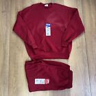90s VTG Jerzees Sweatshirt & Pants Sweatpants Set XL Dark RED Sweatsuit Plain