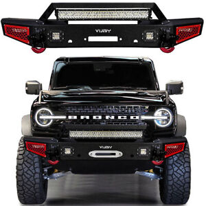 Vijay For 2021-2024 Ford Bronco Front Bumper with 5xLED Lights and D-Rings (For: 2021 Ford Bronco Big Bend)