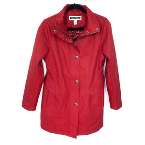 Kristen Blake Women's Small Red Trench Coat Quilted Lining Water Resistant