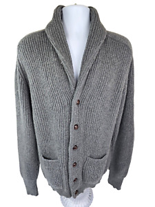 Brunello Cucinelli Cashmere Silk Heavy Rib Knit Shawl Cardigan Sweater L Italy