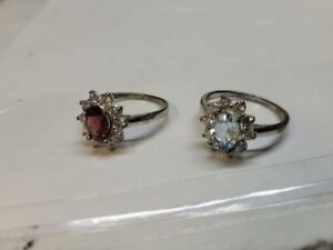 silver tone costume jewelry rings sim diamond gemstones size 8.75 / rb1 r3 d19