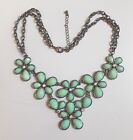 Mint Green Crystal Lucite Floral Statement Necklace