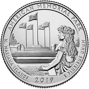 2019 D American Memorial NP Quarter.  ATB Series Uncirculated From US Mint roll.