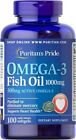 Omega-3 Fish Oil 1000mg (300mg Active Omega-3) 100 Softgels Mercury Free Omega 3