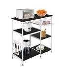 Home Kitchen Dining 4 Tiers Microwave Stand Bakers Rack Shelf Organizers 5 Hooks