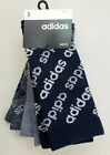 adidas Men's Crew Socks 3 Pack L 6-12 Blue Grey Compression Allover Logo MSRP$18