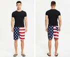 Men Summer Beach Pants Swimwear Swim Trunks Surf Board Shorts American USA Flag