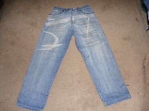 VINTAGE FUBU THE COLLECTION Y2K BAGGY WIDE LEG MENS JEANS SIZE 34 X 32 NICE