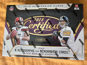New Listing2018 Panini Certified Factory Sealed Football Hobby Box, 4 Autos or Memorabilia