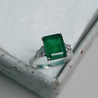 Diamond Wedding Rings 3.30 Ct Certified Lab Created Green Emerald 18k White Gold