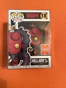 Funko Pop! Comics: Hellboy In Suit #18 (SDCC 2018 LE w/Protector)