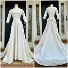 Zollinger Harned vintage 1950's wedding ball gown bateau neckline X Small Ivory