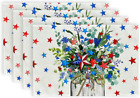 4Th of July Memorial Day Placemats 12X18 Inches Set of 4, Eucalyptus Star Floral