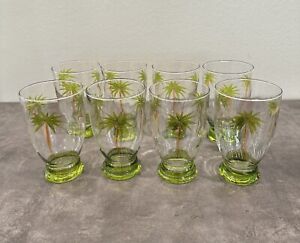 Gates Ware By Laurie Gates - Green Tropical Palm Trees Glass Drinking Cups