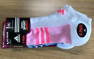 Adidas Women's White Socks 6 - Pairs - No Show, Anti Microbial, Cushioned