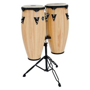 LP City Wood Conga Set w/ Double Stand Natural Wood 10 and 11 in.