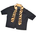 Michael Simon Vintage Tiger Striped 2000 Y2K 00s Lapel Animal Cardigan Sweater L