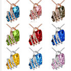 10Pcs Women Fashion 18K Gold Silver Pendant Necklace Crystals Birthstone Jewelry
