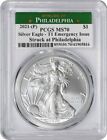 2021-(P) Silver Eagle Emergency Issue Type 1 MS70 FS PCGS Struck at Philadelphia