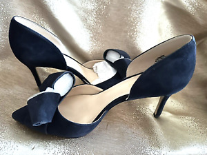 Nine West Womens Mcfally Suede Bow Pumps D'Orsay Heels 6.5 M Navy Blue